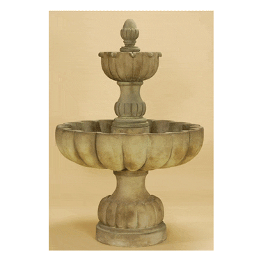 Urbino Grande Short Two Tier Outdoor Cast Stone Garden Fountain Fountain Tuscan